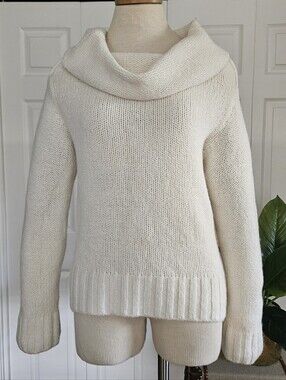 NWT Anthropologie Realexed Cowl Neck Chunky Knit Sweater Ivory Color Size S